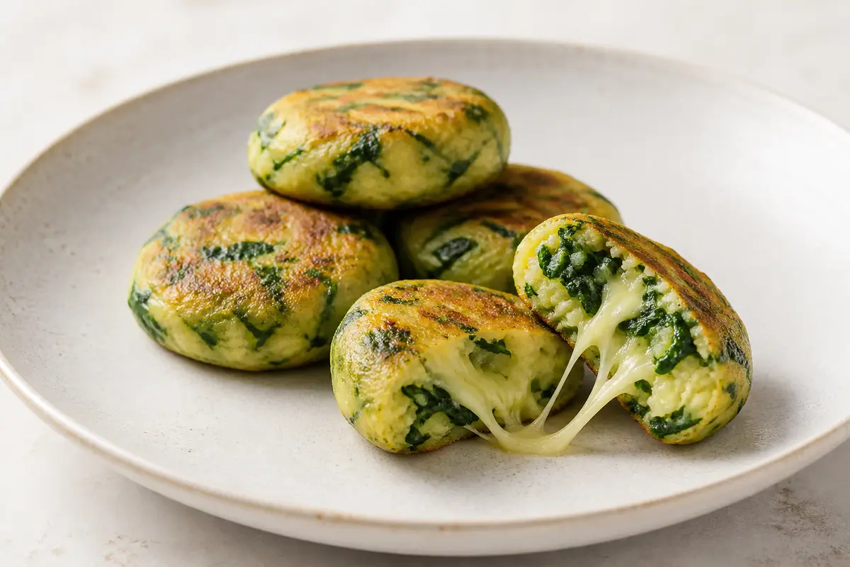 Singing Moon Bites with Potato, Spinach and Cheese