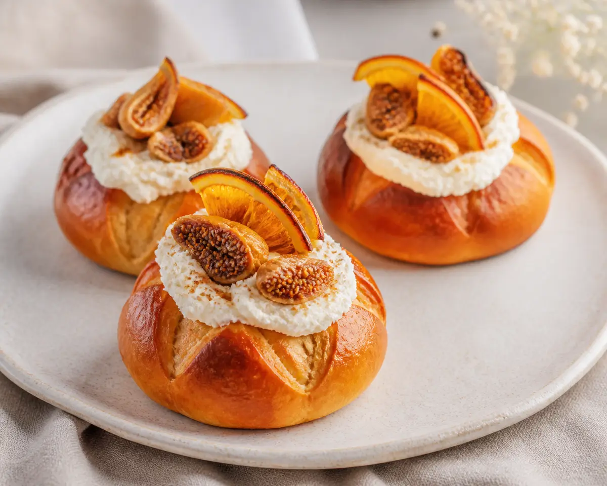 Bakery Rolls with Whipped Ricotta, Dried Fig and Toasted Orange