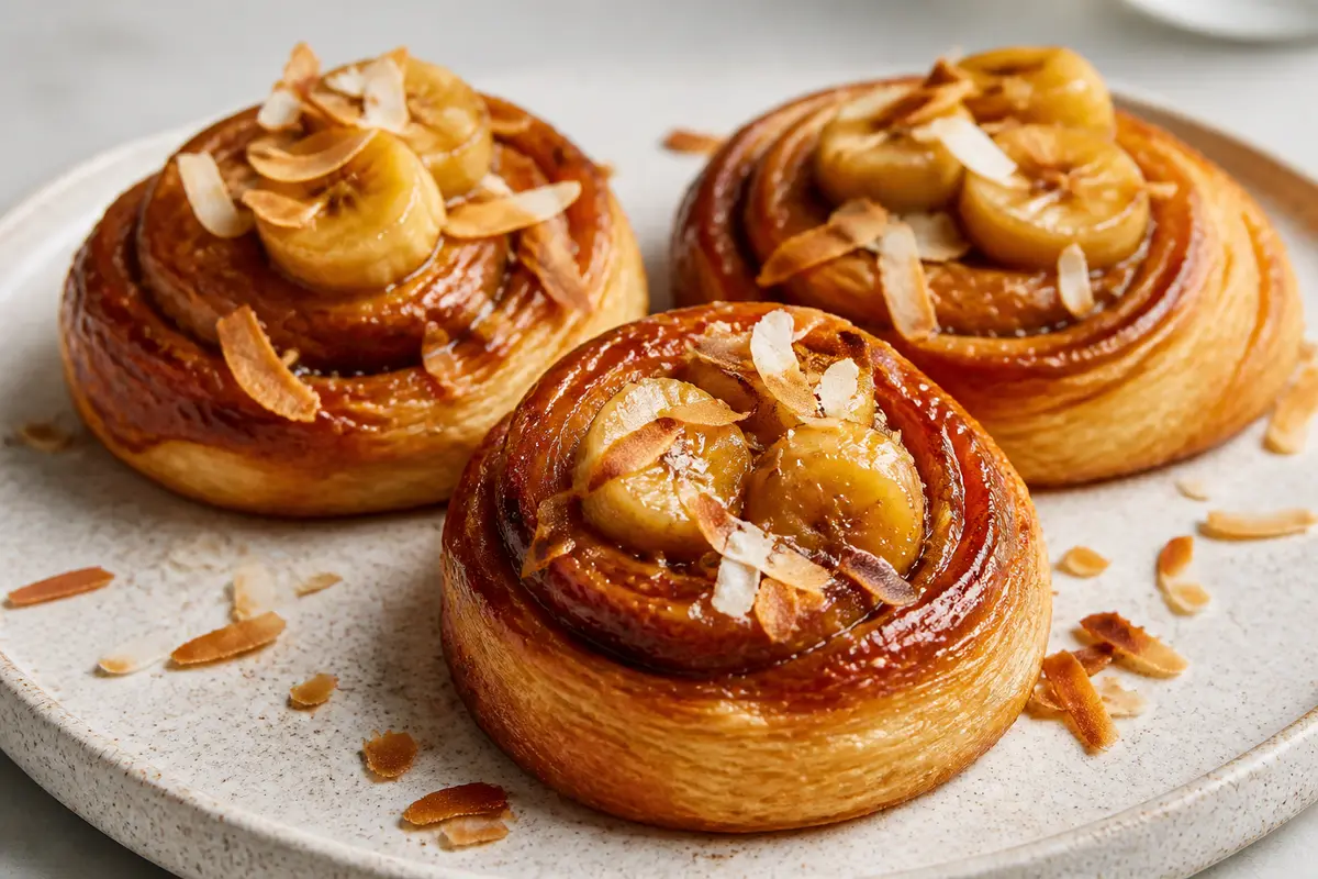 Bakery Spirals with Cocoa Butter, Caramelized Banana, and Toasted Coconut
