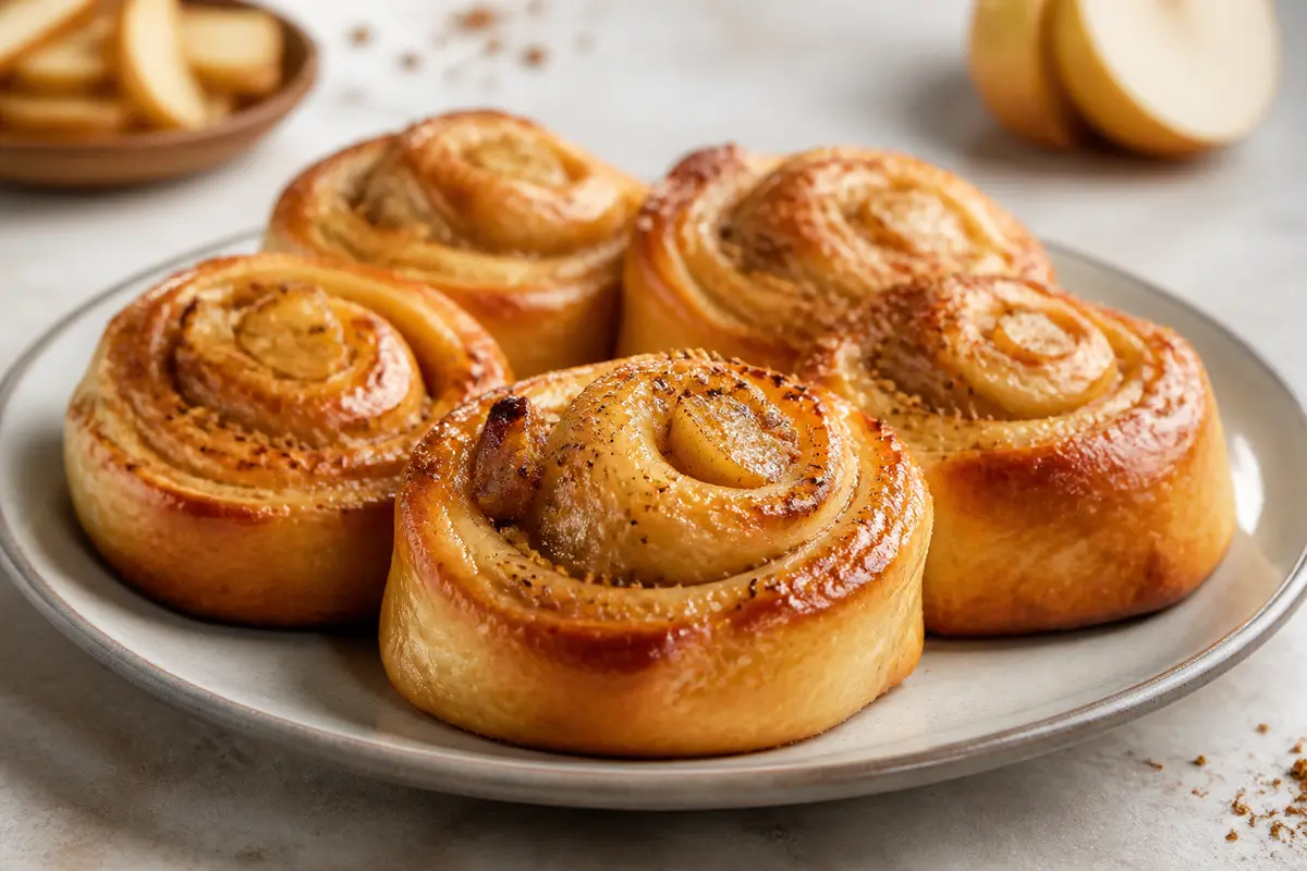 Rollos de Panadería con Mantequilla de Té Negro, Pera Asada y Nuez Moscada