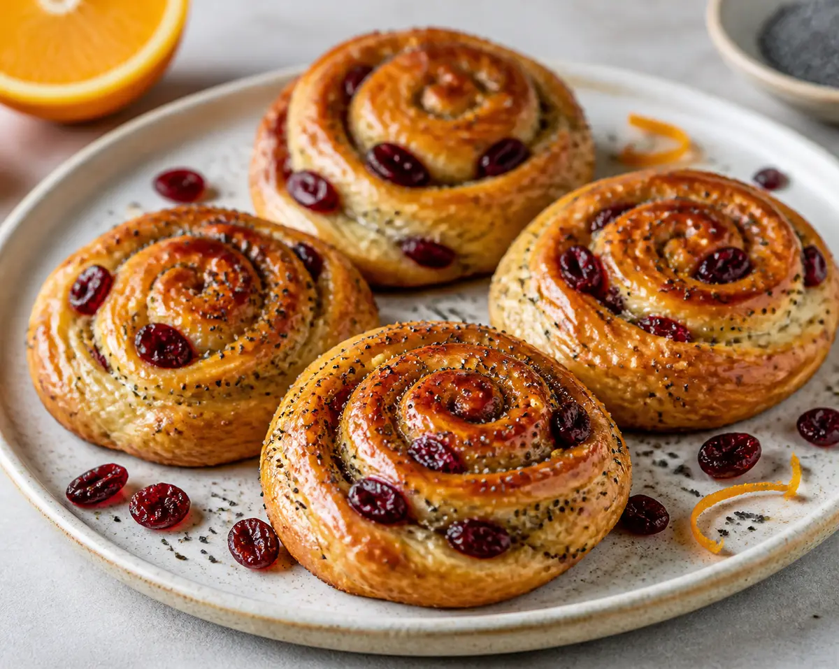 Bakery Spirals with Burnt Orange Butter, Cranberries, and Poppy Seeds