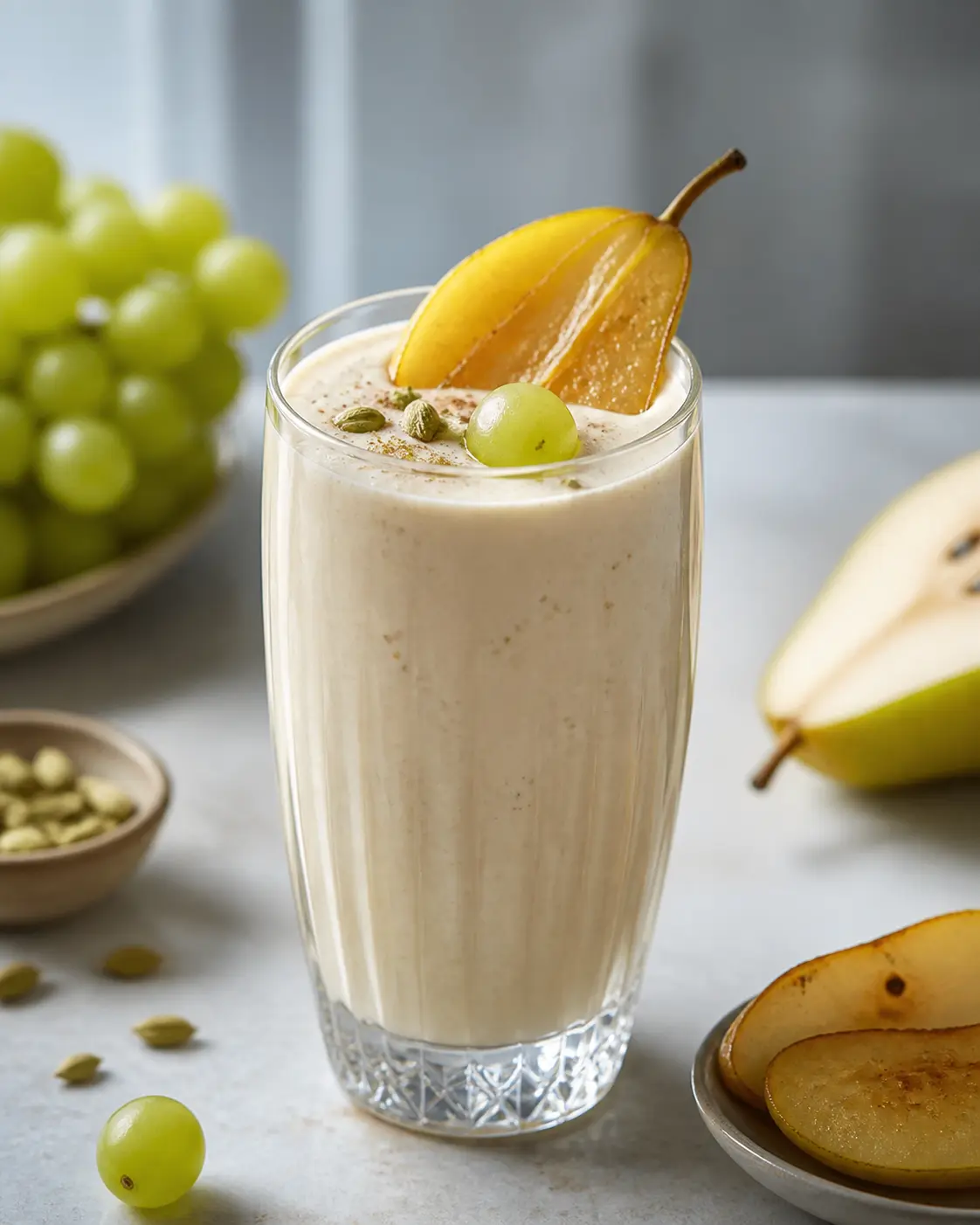 Batido Brisa de Pera Asada, Uva Blanca y Cardamomo