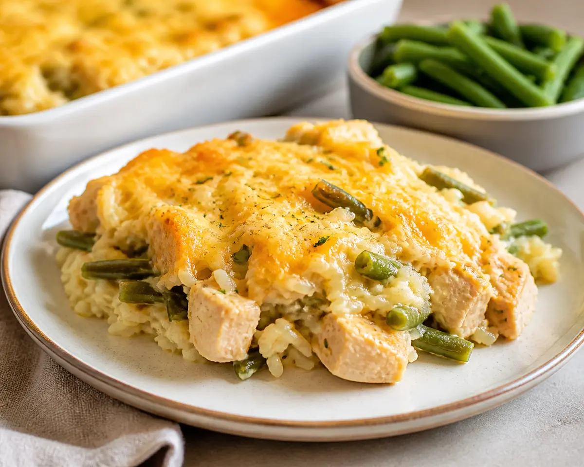 Cazuela Familiar de Arroz Cremoso con Pollo al Limón, Ejotes y Costra de Maíz con Queso